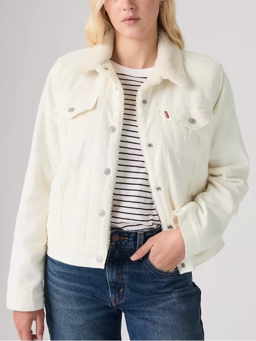 Levi’s Cream Sherpa Corduroy Trucker Jacket